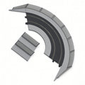 Scalextric R2 45° C8206 14pc Grey Shoulders + Mesh Fences + Clips
