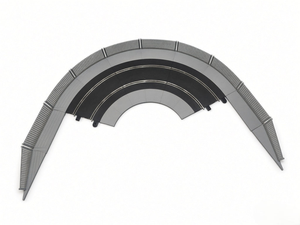 Scalextric R2 45° C8206 14pc Grey Shoulders + Mesh Fences + Clips