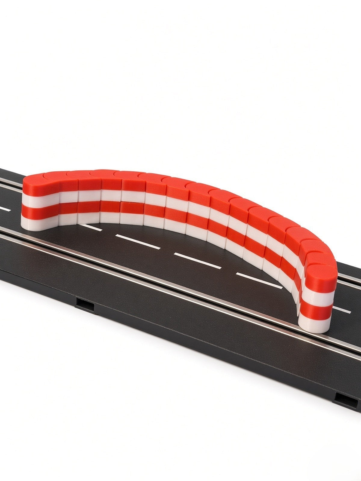 Modular red and white barriers included in the 1:32 Trackside Pro Bundle